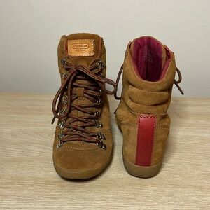 Coach Brown and Red Ankle Boots